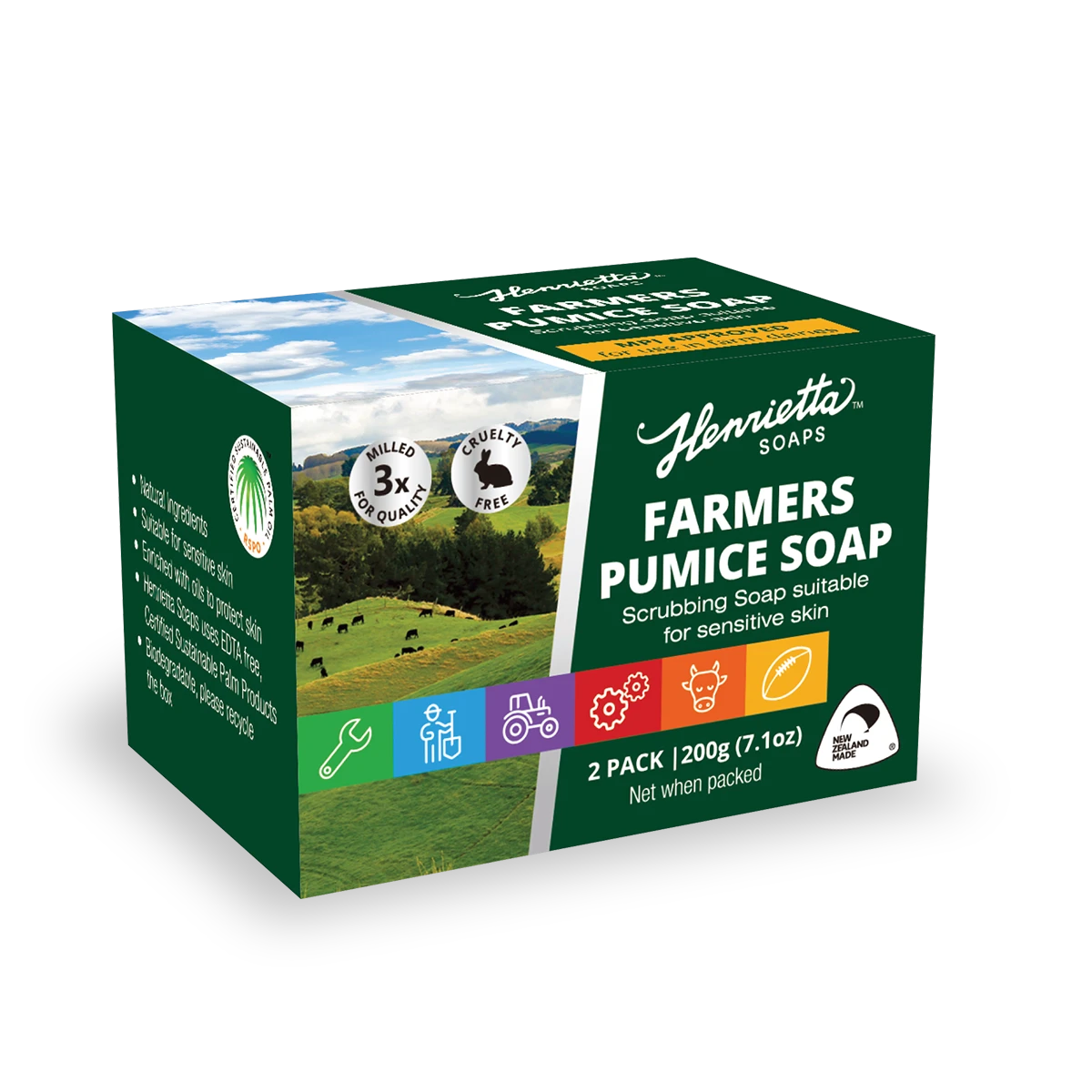 Henrietta Farmers Pumice Soap Bar, 2x100g, boxed