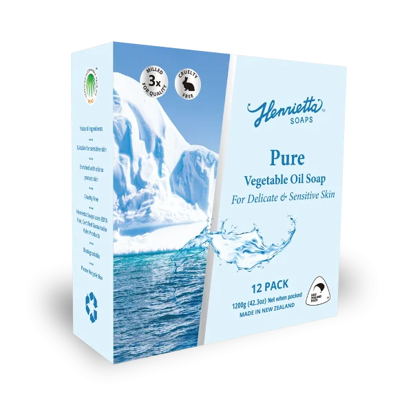 Pure Vegetable Oil Soap - 12-Pack Rectangular Bars Boxed
