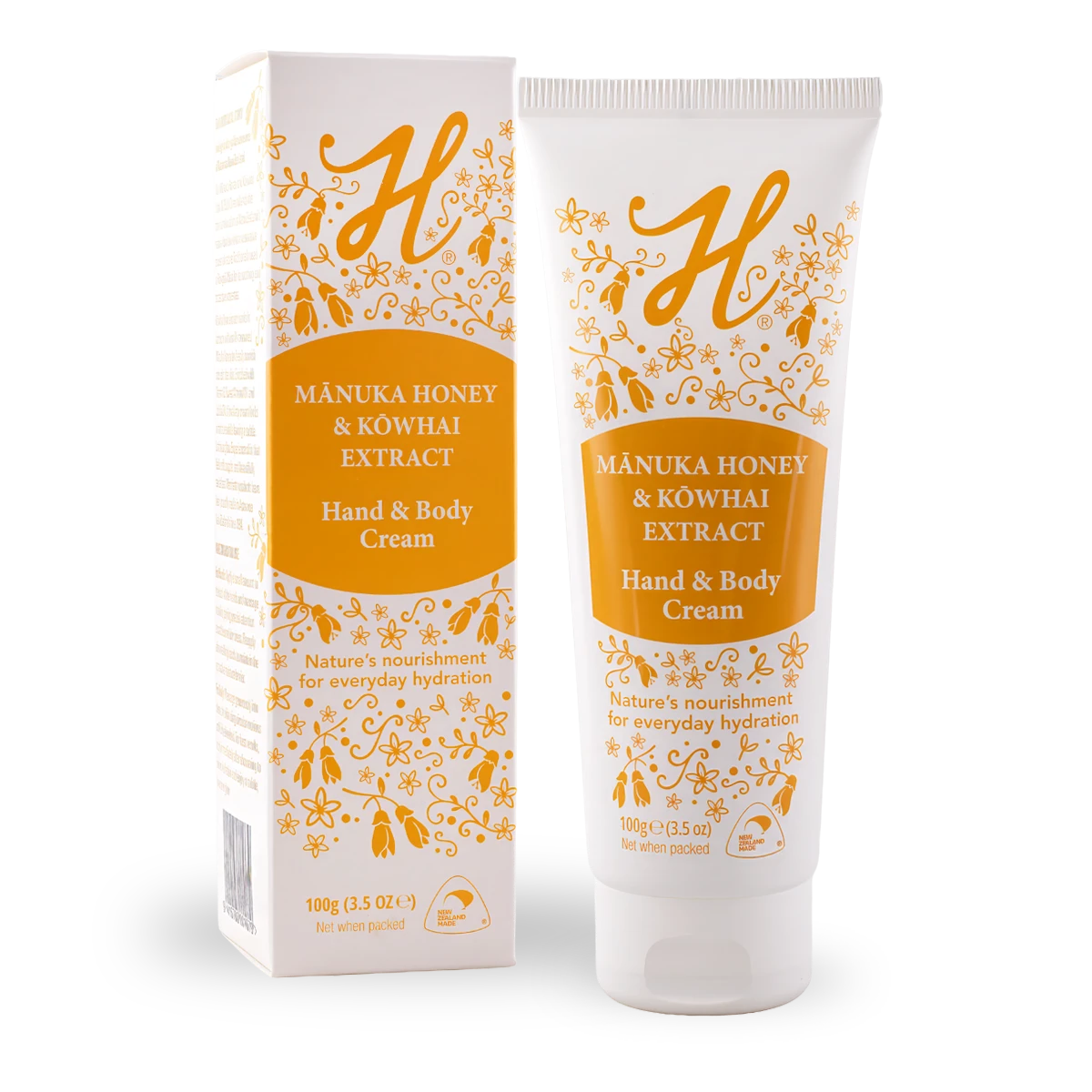 H-Brand Mānuka Honey & Kōwhai Extract Hand & Body Cream 100g Boxed
