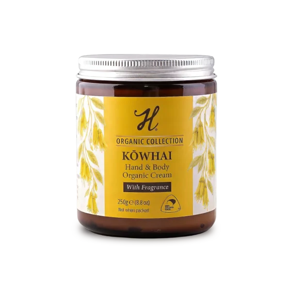 H-Brand Organic Kōwhai Hand & Body Cream 250g glass jar