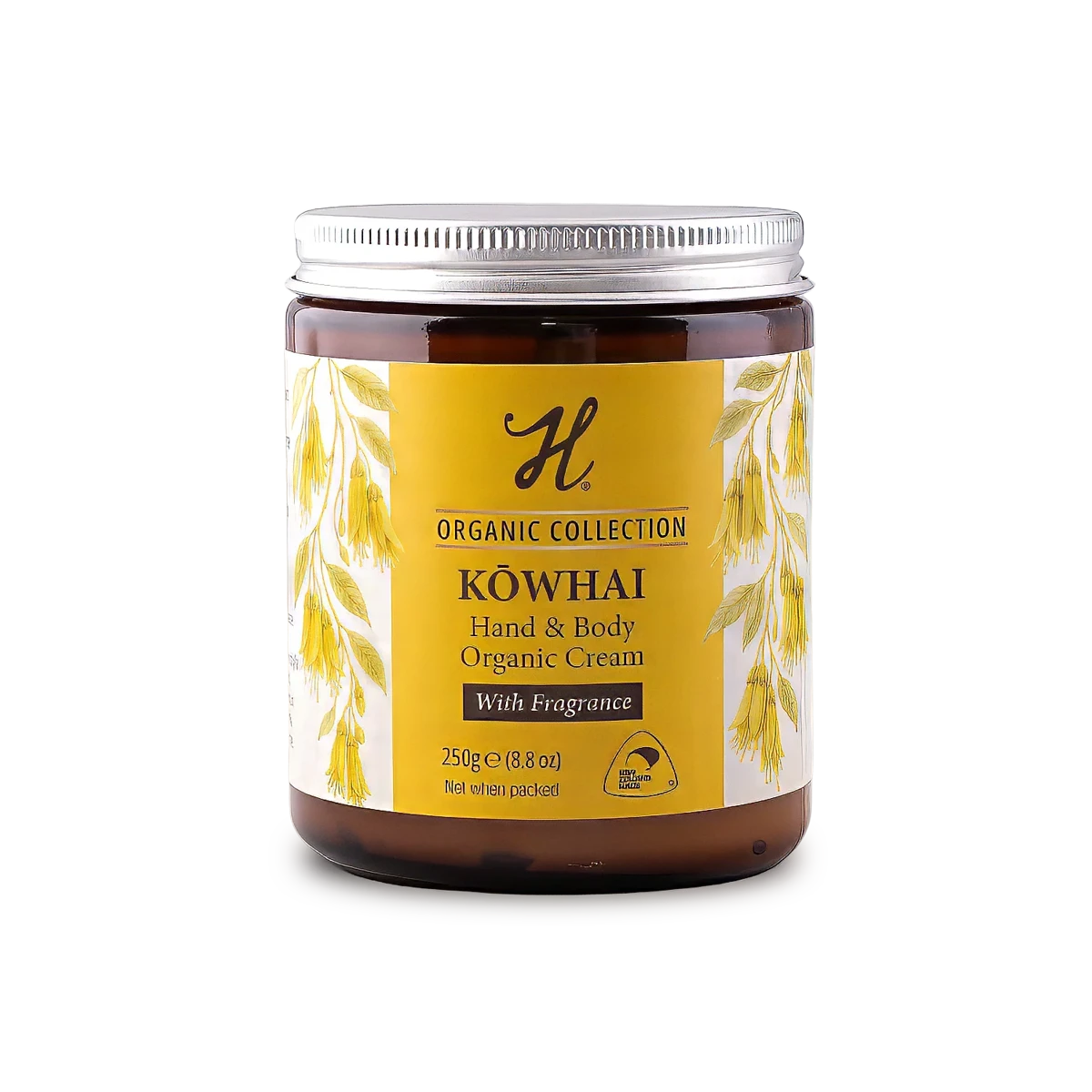 H-Brand Organic Kōwhai Hand & Body Cream 250g glass jar