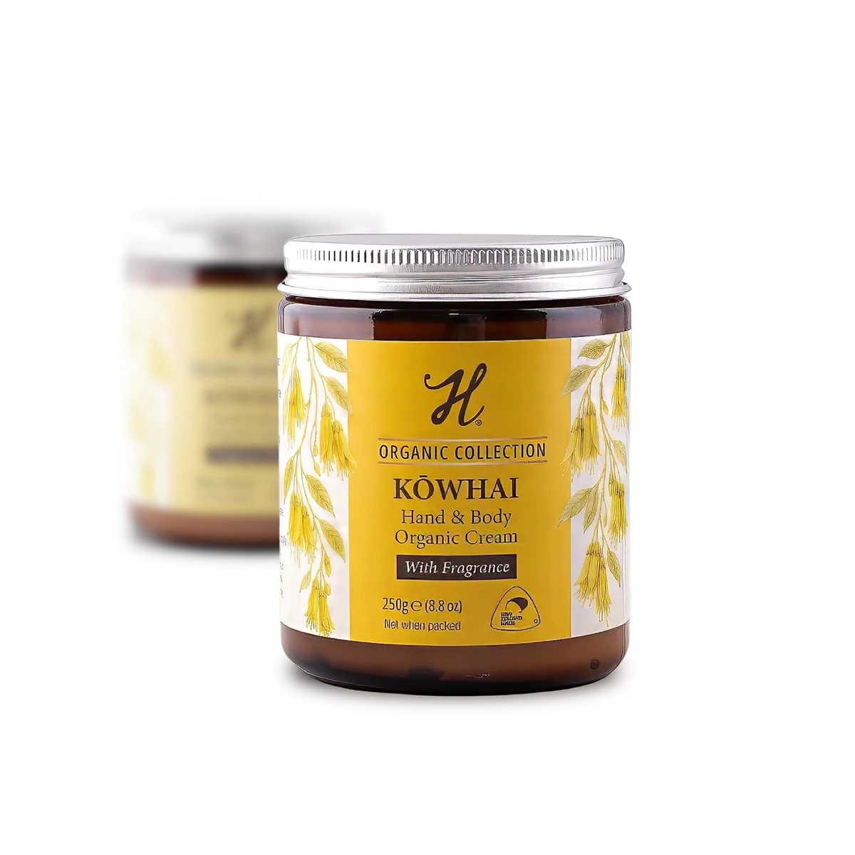 H-Brand Organic Kōwhai Hand & Body Cream 250g glass jar